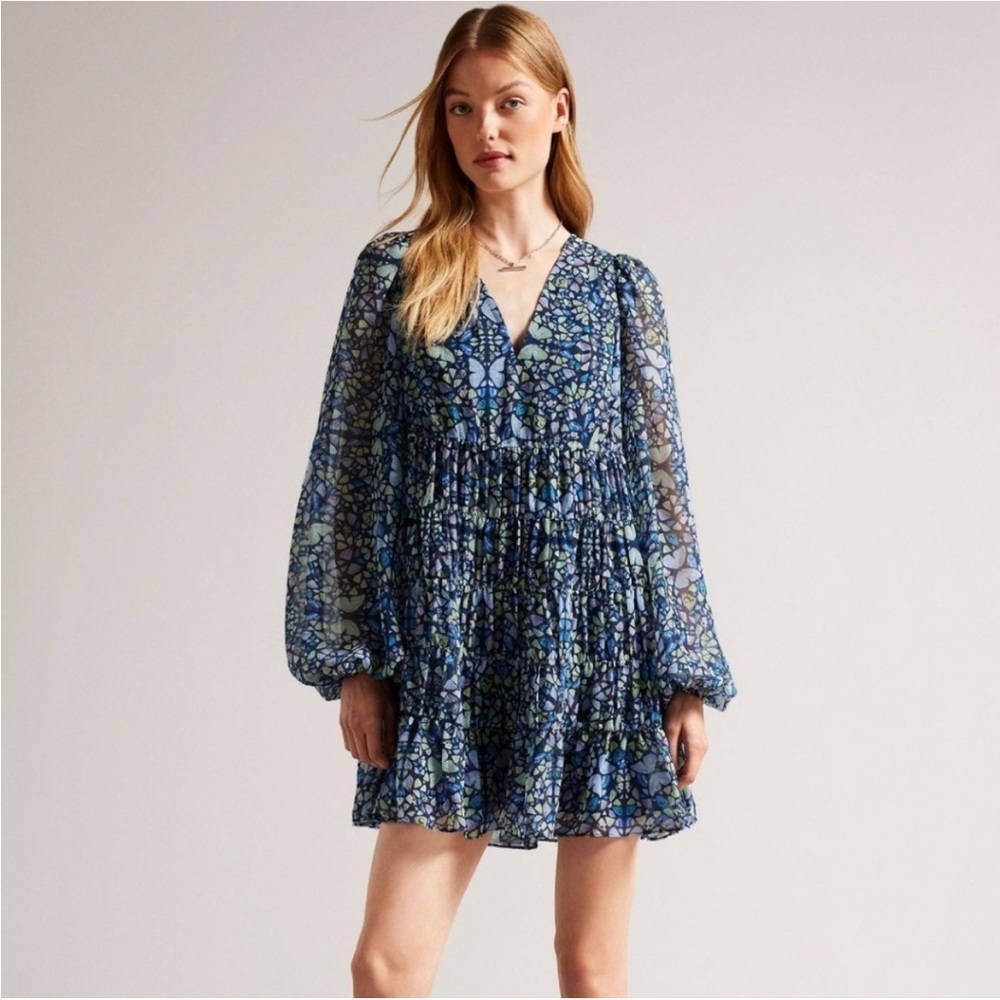 Ted Baker London blue print swing dress